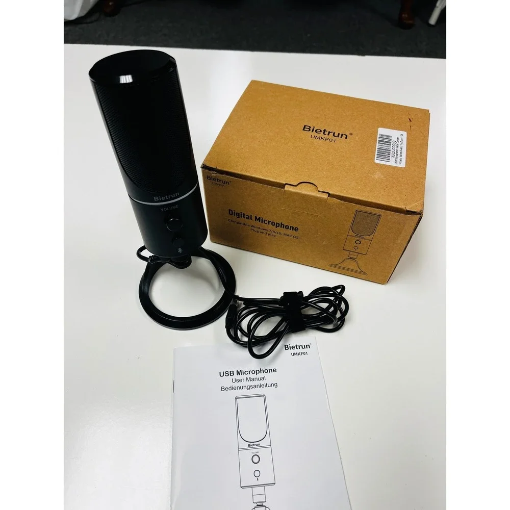 Bietrun Digital USB Microphone UMKF01 Black Gaming Podcast Recording Mic OPEN